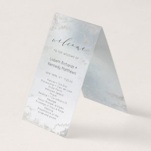 Ombre Dusty Blue Frosted Mariage Ceremony Programm
