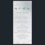 Ombre Dusty Blue Frosted Silver Foil Luxe Dinner Menu<br><div class="desc">Ombre Dusty Blue Frosted Silver Foil Watercolor Wedding Design with hand painted watercolor wash fading Blue / Grey to White background texture. A Chic and Modern Look for a Spring or Winter wedding, with soft pastel colour palette : Dusty Grey Blue, and Silver faux foil veins and details, and a...</div>