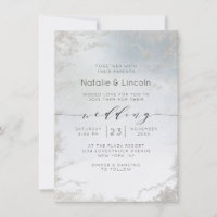 Ombre Dusty Blue Frosted Silver Foil Luxe Wedding