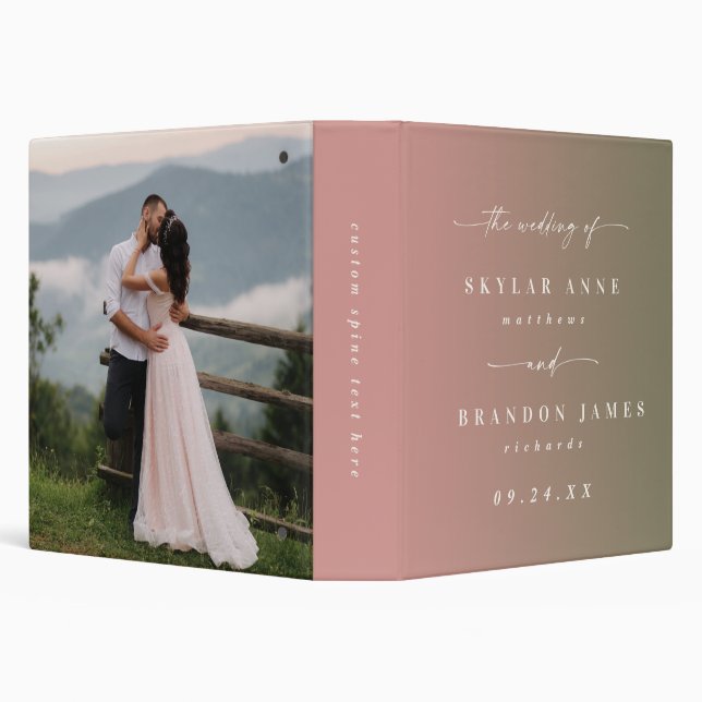 Ombre Dusty Rose & Green Wedding Photo Album Binder (Background)