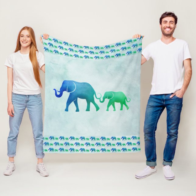 Ombre Elephants Fleece Blanket (In Situ)