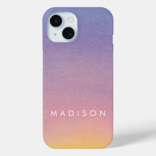 Ombre Evening Sunset Watercolor Sky Personalized iPhone 15 Case