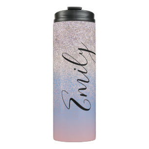 Ombre Faux Sparkle Colourful Monogrammed Name Thermal Tumbler