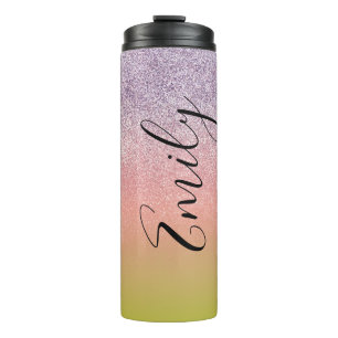 Ombre Faux Sparkle Colourful Monogrammed Name     Thermal Tumbler