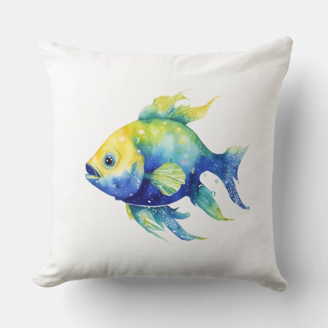 Ombre Fish Large Throw Pillow (Front)