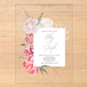 Ombré Floral Botanical Elégant Mariage Invitation