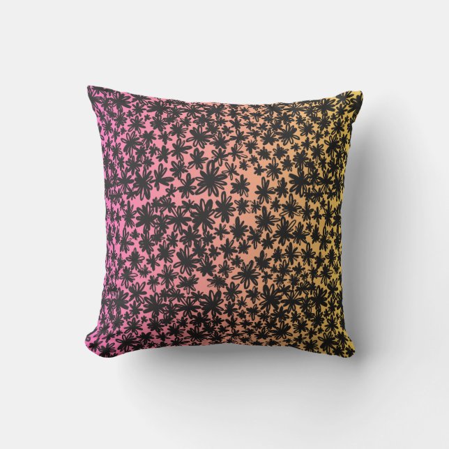 Ombre & Flowers Throw Pillow (Front)