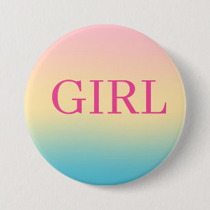 Ombre Gender Reveal Girl Party Button