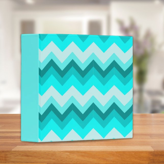 Ombre Girly Pattern Teal Turquoise Chevron Binder (Ombre Girly Pattern Teal Turquoise Chevron 3 Ring Binder)