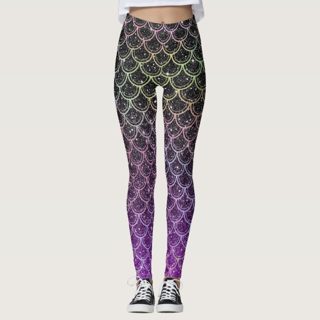 Ombre glitter mermaid scales leggings (Front)