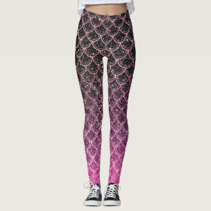 Ombre glitter mermaid scales leggings