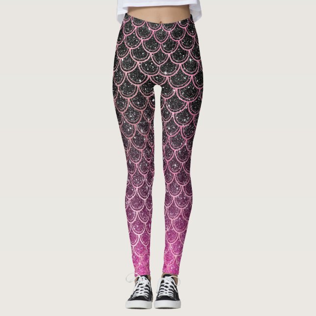 Ombre glitter mermaid scales leggings (Front)