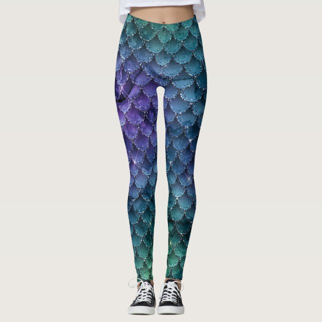 Ombre Glitter Mermaid Scales Leggings (Front)