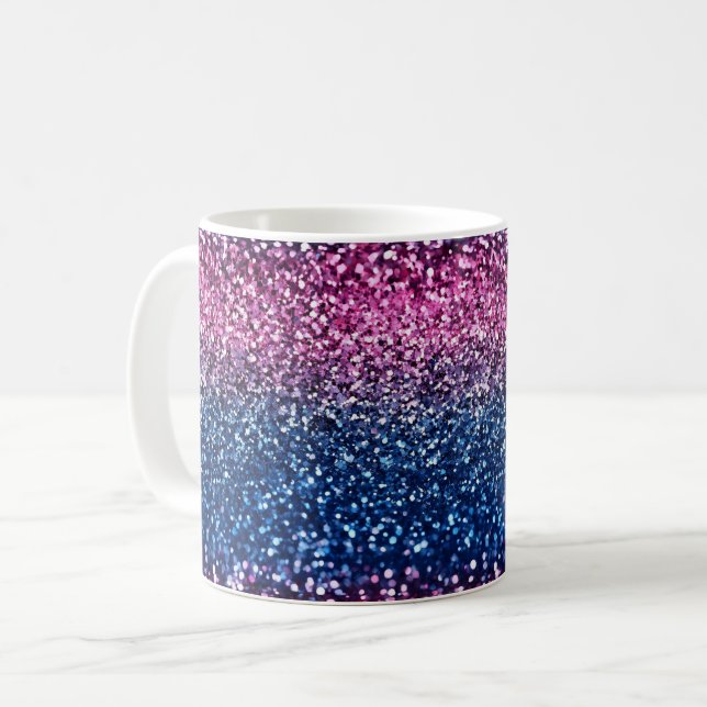 Ombre Glitter Purple Blue Coffee Mug (Front Left)