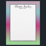 Ombre Glitter Rainbow Colourful Border Letterhead<br><div class="desc">Letterhead with Ombre Faux Glitter</div>