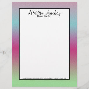 Ombre Glitter Rainbow Colourful Border Letterhead