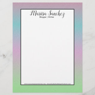 Ombre Glitter Rainbow Pastel Colourful Border Letterhead