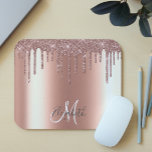 Ombre Glitter Rose Gold Drip Personalized Monogram Mouse Pad<br><div class="desc">This design does not contain actual glitter or sequins. It may be personalized in the area provided by changing the photo and/or text. Or it can be customized by clicking Personalize this Template and then choosing the click to customize further option and delete or change the colour of the background,...</div>