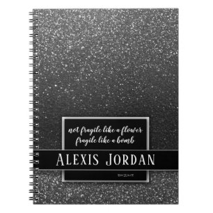 Ombre Glitter Sparkles Feminist Quote Girl Power Notebook