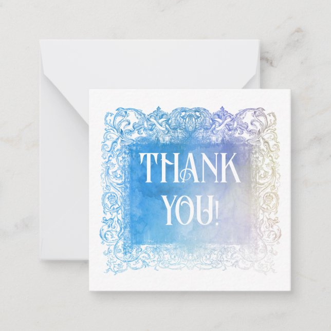 *~*  Ombre Glitter THANK YOU  AP62 Flat Note Card (Front)