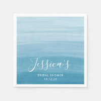 Ombre Gradient Dip Dye Ocean Blue Bridal Shower
