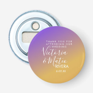 Ombre Gradient Purple Yellow Sunset Wedding Bottle Opener