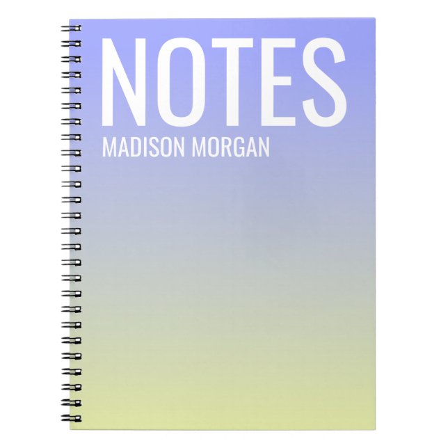 Ombre gradient purple yellow typography modern notebook (Front)