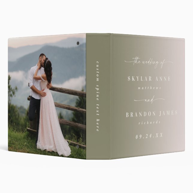 Ombre Green & Light Pink Wedding Photo Album Binder (Background)