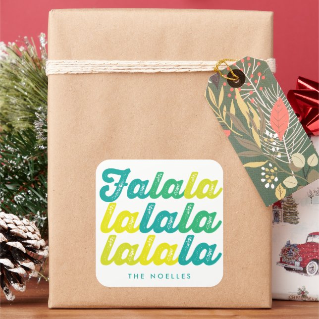 Ombre Green Lime Falalalala Custom Holiday Sticker (Holiday)