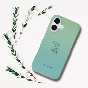 Ombre Green Personalize Quote & Name Iphone Case
