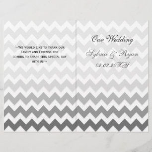 Ombre grey Chevron folded Wedding program