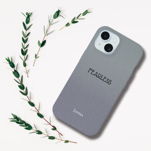 Ombre Grey Personalize Quote & Name Iphone Case