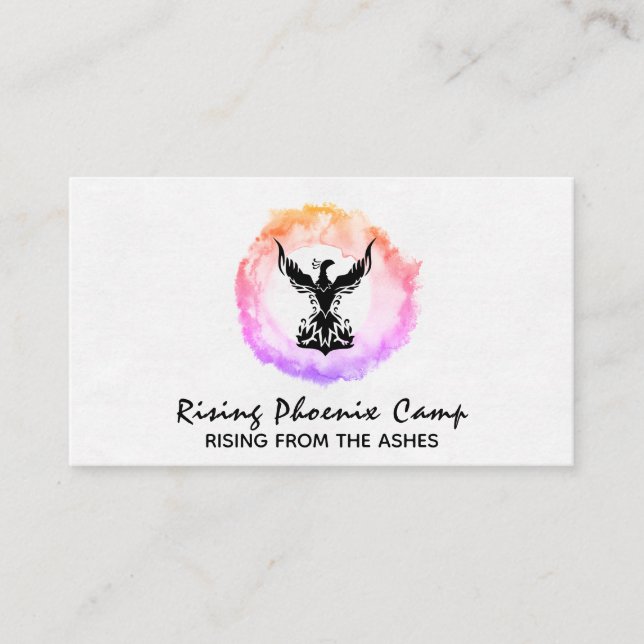 *~* Ombre Hot Pink Ring of Fire Black Phoenix Business Card (Front)