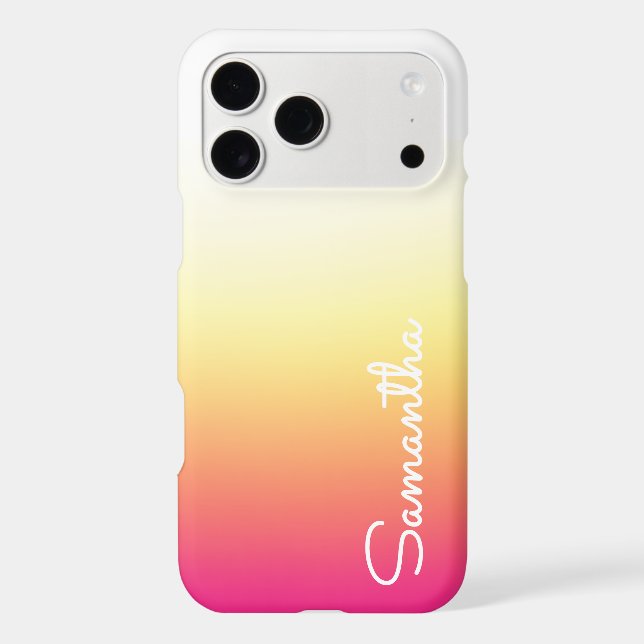 Ombre Hot Pink Yellow Girly Personalized Name (Back)