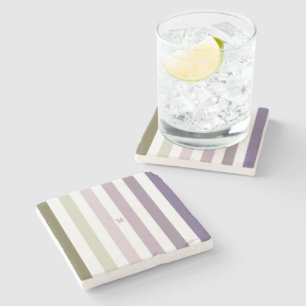 Ombre Lavender Field Strip & Personalized Monogram Stone Coaster