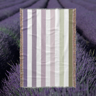 Ombre Lavender Field Stripe Purple and Green Throw Blanket