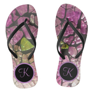 Ombre Lavender Mosaic Monogram Flip Flops