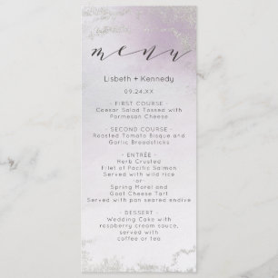 Ombre Lavender Purple Silver Foil Frosted Dinner Menu