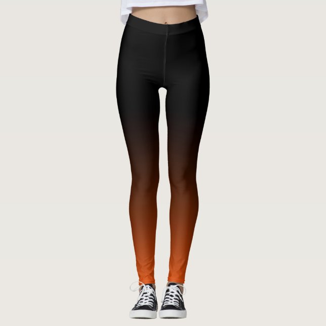 Ombre Leggings - Black into Orange Red (Front)