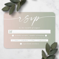 Ombre Light Pink & Leaf Green Wedding Meal Choice