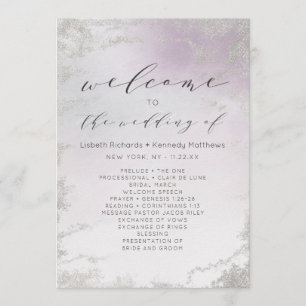 Ombre Light Purple Silver Foil Wedding Ceremony Program