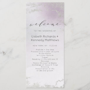 Ombre Light Purple Silver Foil Wedding Ceremony Program