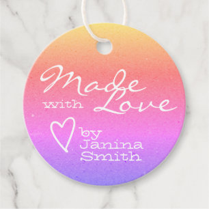 Ombre Made with Love Heart Symbol Rainbow Colours  Favour Tags