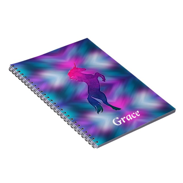 Ombre Magical Unicorn Personalized Notebook (Right Side)