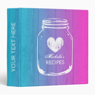 Ombre mason jar wood grain recipe binder book