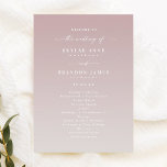 Ombre Mauve & Gardenia Wedding Ceremony Program<br><div class="desc">Simple Ombre Mauve & Gardenia Wedding Ceremony Program. This modern minimal Order of Services Card is simple classic and elegant with a subtle ombre gradient fade and a pretty signature script calligraphy font with tails. Shown in the new Colorway. Available in several colour options, or feel free to edit the...</div>