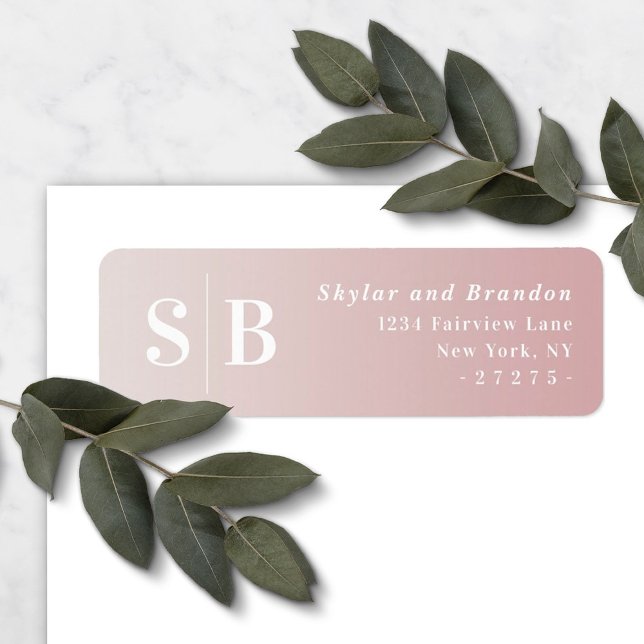 Ombre Mauve & Off-White Wedding Return Address (Creator Uploaded)