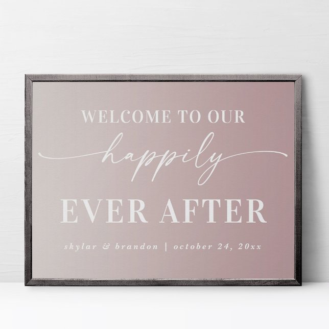 Ombre Mauve Welcome To Our Happily Ever After Sign (Creator Uploaded)