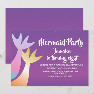 Ombré  Mermaid Girl's Birthday Party Illustration Invitation