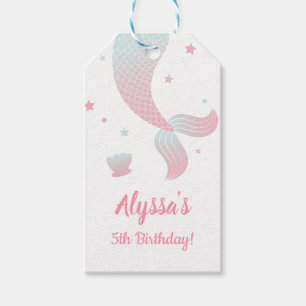 Ombre Mermaid Tail Girls Birthday Party Gift Tags